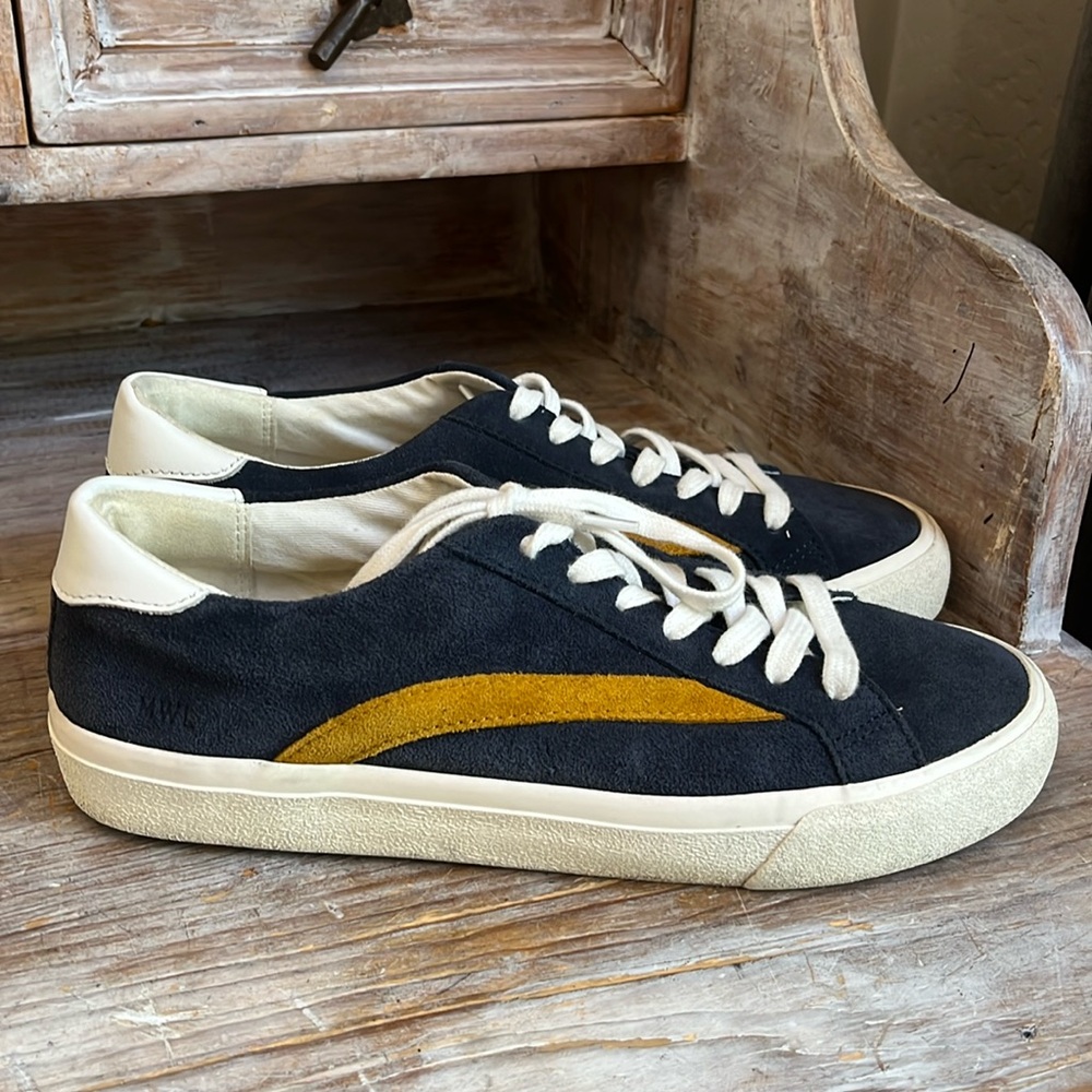 💙 Madewell Sidewalk Low-Top Sneakers Suede Navy Size 8.5 Women | Men 7